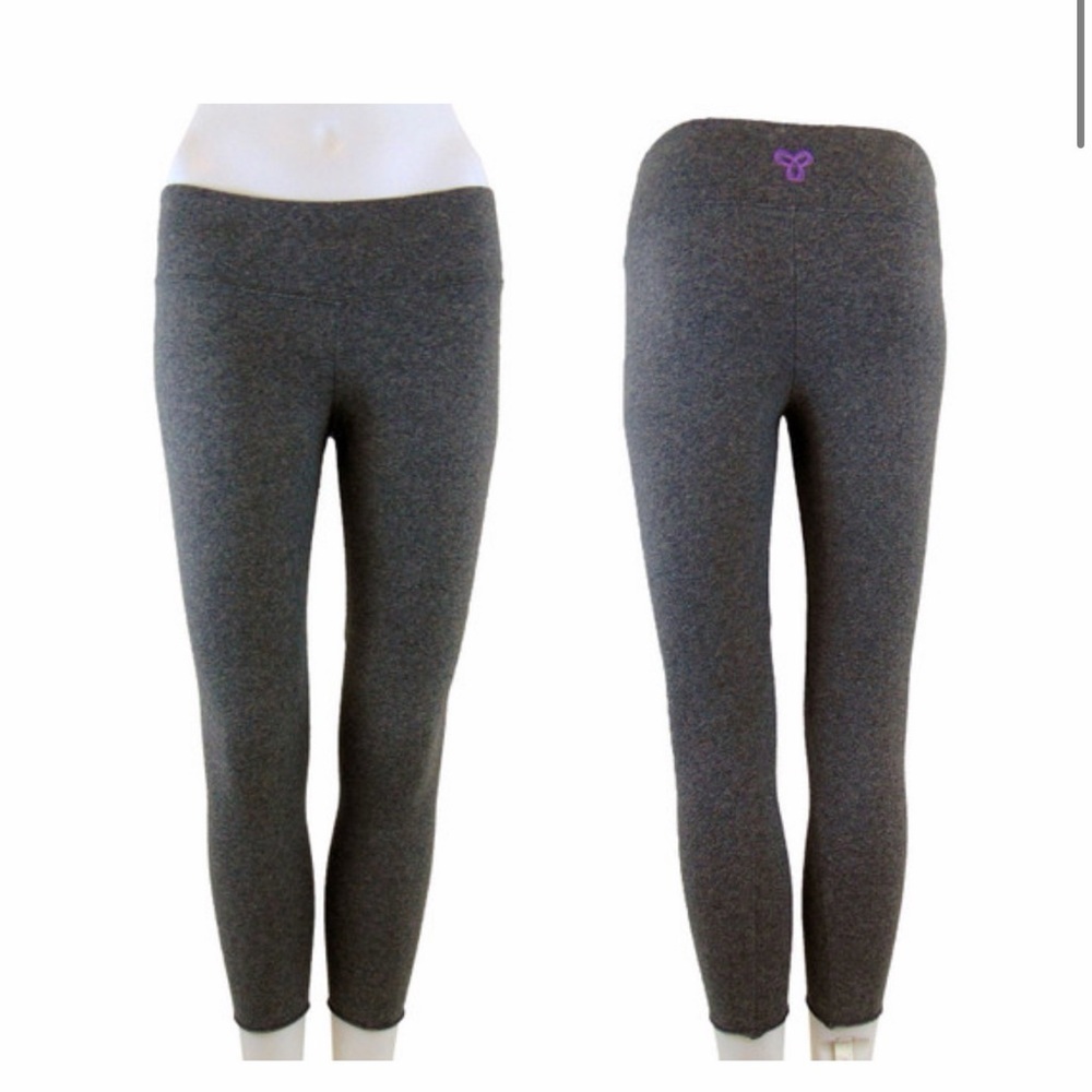 Gray TNA low rise Leggings with Purple Logo